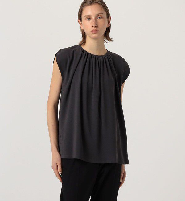 DES PRES「ジャージーライクジョーゼット ギャザーネックブラウス」|シャツ・ブラウス|