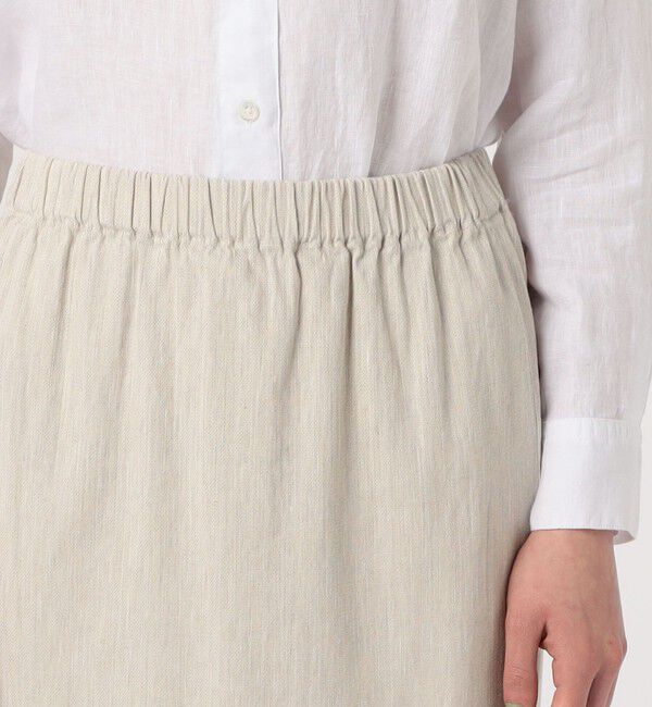 GALERIE VIE「コットンリネンビスストレッチ イージーIラインスカート」|タイト|