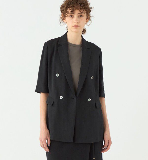 TOMORROWLAND collection「レーヨンリネンオックス ハーフスリーブジャケット」|テーラードジャケット|