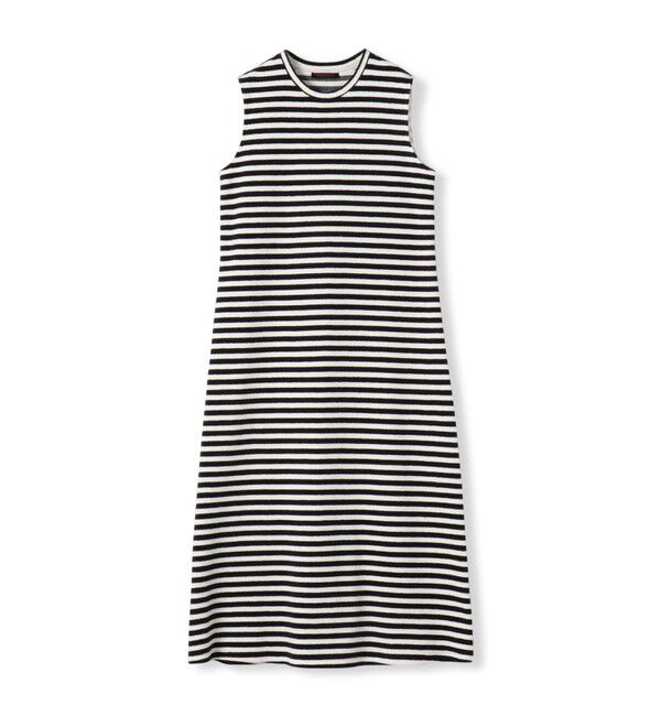 TOMORROWLAND collection「パイルボーダー スリーブレスワンピース」|ワンピース|12 ブラック系