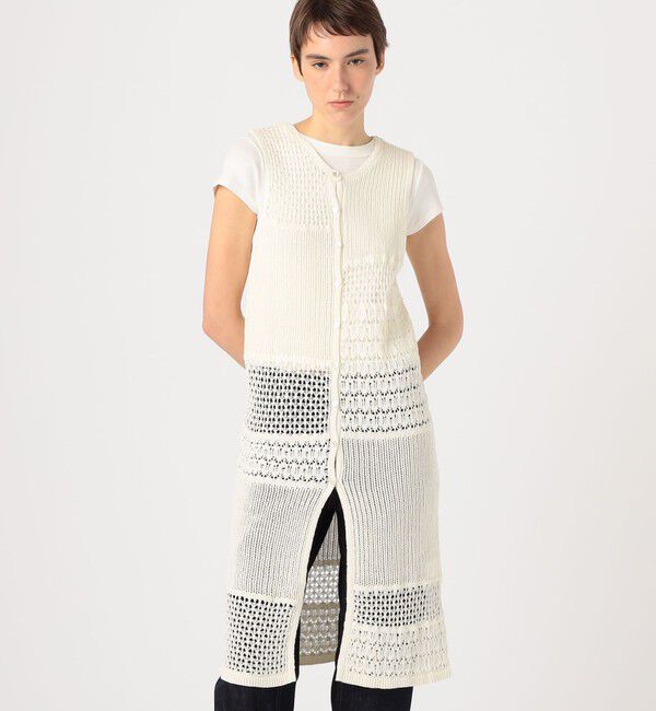 MACPHEE「【WEB限定】コットンレーシー ノースリーブワンピース」|ニット・セーター|