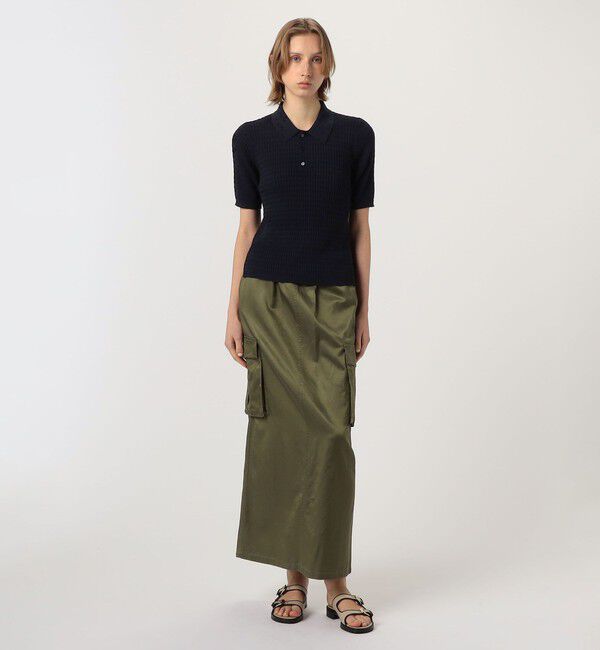 MACPHEE「コットンレーヨンモールスキン カーゴマキシスカート」|タイト|