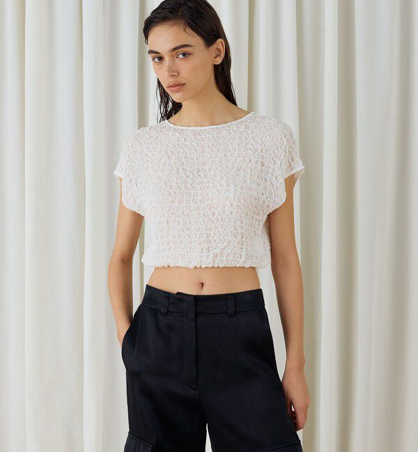 DES PRES「シャーリングシルク ショートプルオーバー」|シャツ・ブラウス|