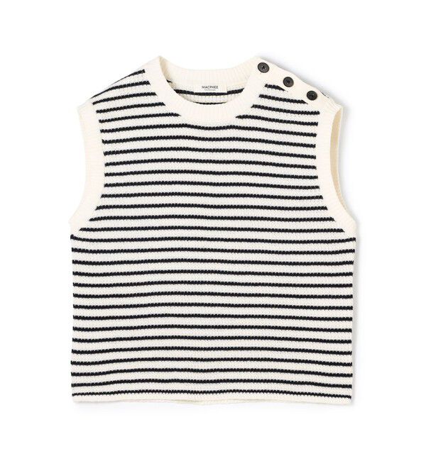 MACPHEE「マリンボーダー ノースリーブプルオーバー」|ニット・セーター|62 ライトブルー系