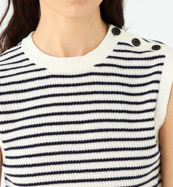 MACPHEE「マリンボーダー ノースリーブプルオーバー」|ニット・セーター|