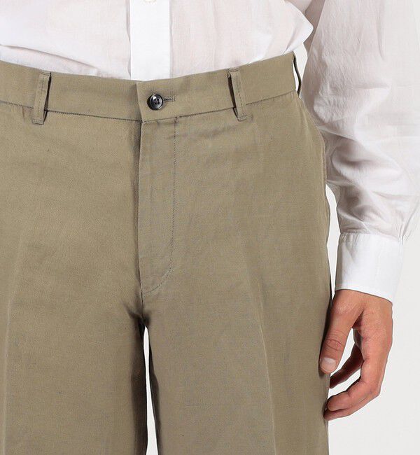 TOMORROWLAND MENS「リネンコットン サイドアジャスター ノープリーツパンツ SONDRIO」|チノ|
