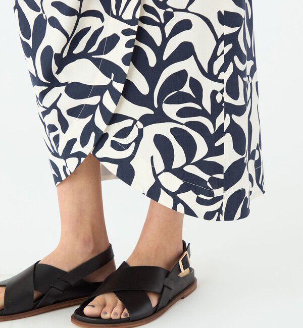 MACPHEE「ボタニカルプリント アシンメトリータックスカート」|スカート|