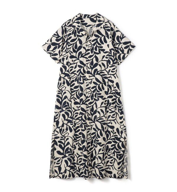 MACPHEE「ボタニカルプリント シャツワンピース」|ワンピース|68 ネイビー系