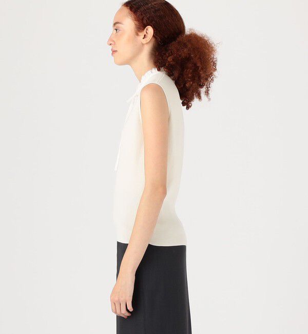 Ballsey「マテリアルコンビ フリルカラーノースリーブプルオーバー」|ニット・セーター|