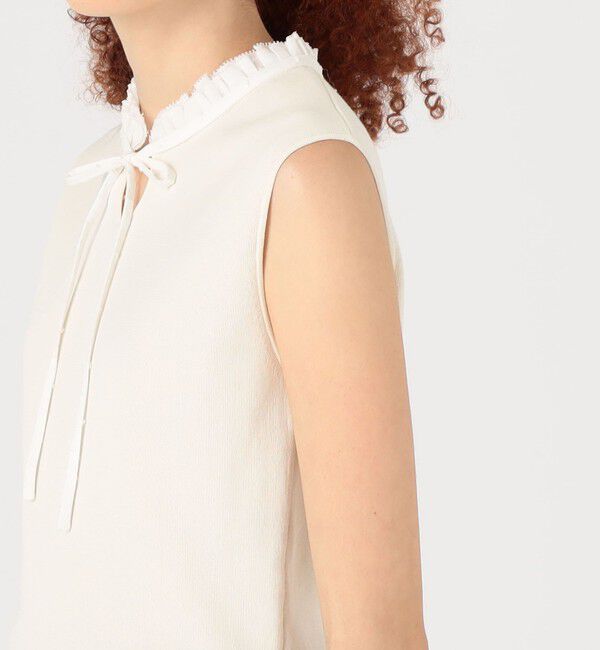 Ballsey「マテリアルコンビ フリルカラーノースリーブプルオーバー」|ニット・セーター|