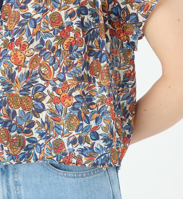 SOULEIADO「ポリエステルプリント ギャザーフレアブラウス」|シャツ・ブラウス|