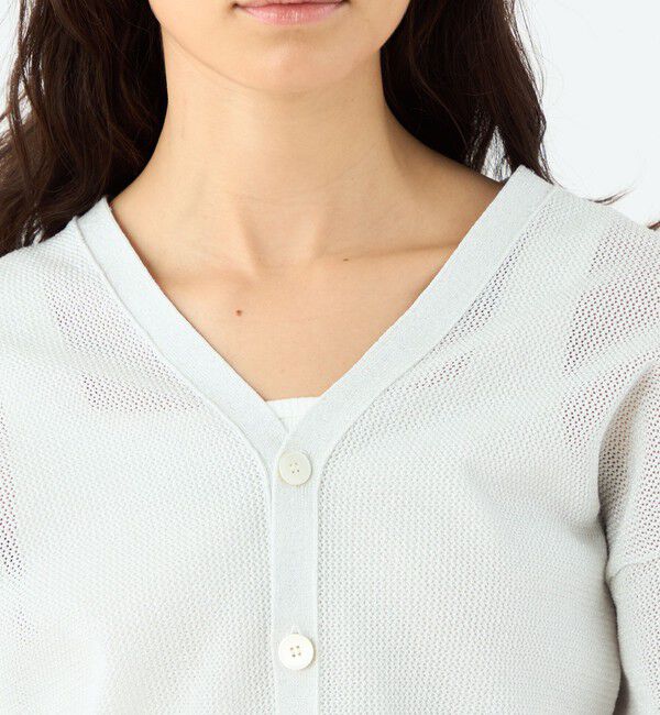 MACPHEE「コットンメッシュ Vネックカーディガン」|カーディガン|