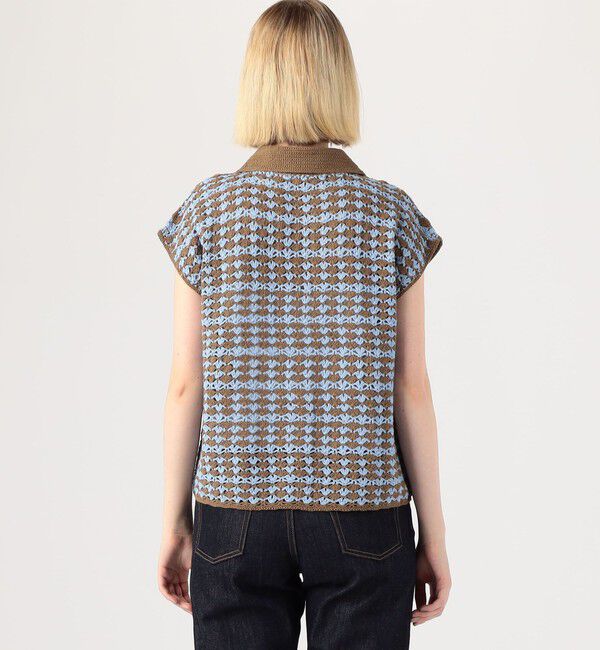 MACPHEE「リネンコットンクロシェ ポロカラーカーディガン」|カーディガン|