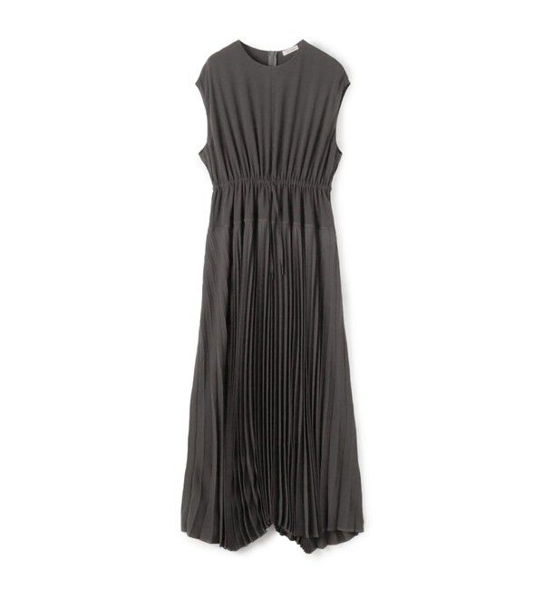 DES PRES「ジャージーライクジョーゼット プリーツコンビドレス」|ワンピース|17 チャコールグレー