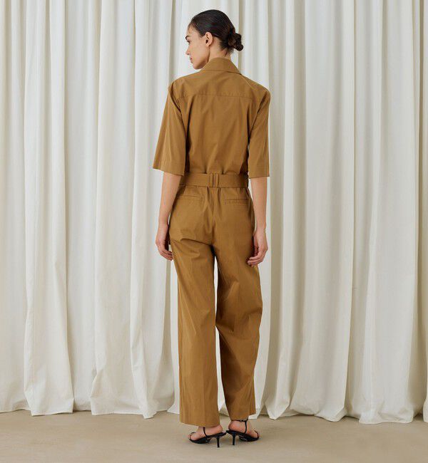 DES PRES「ストレッチポプリン ハーフスリーブジャンプスーツ」|オールインワン|