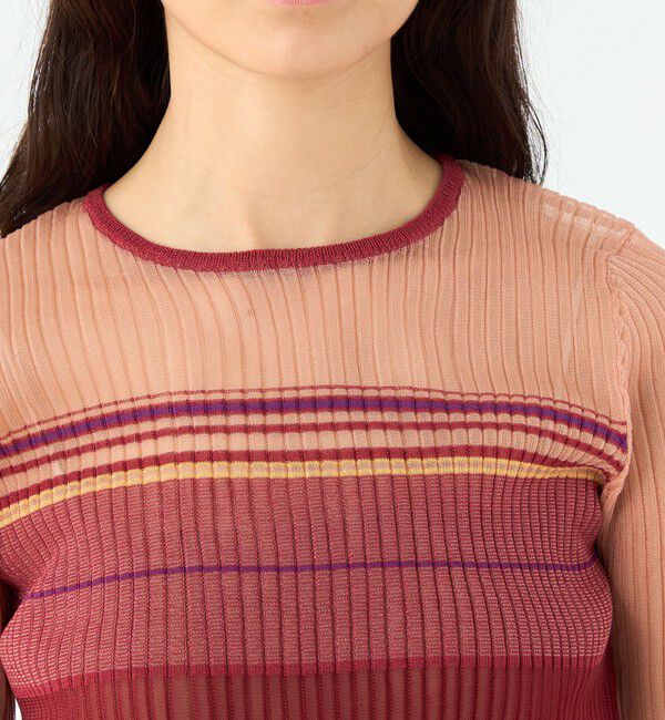 MACPHEE「シアーボーダー ハーフスリーブプルオーバー」|ニット・セーター|
