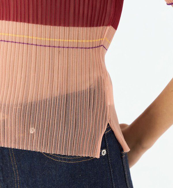 MACPHEE「シアーボーダー ハーフスリーブプルオーバー」|ニット・セーター|