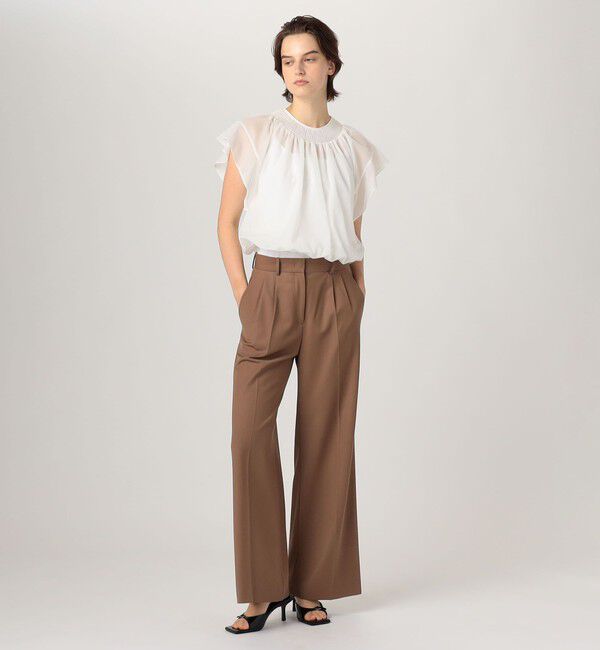 Ballsey「シアートリコット シャーリングネックブラウス」|シャツ・ブラウス|