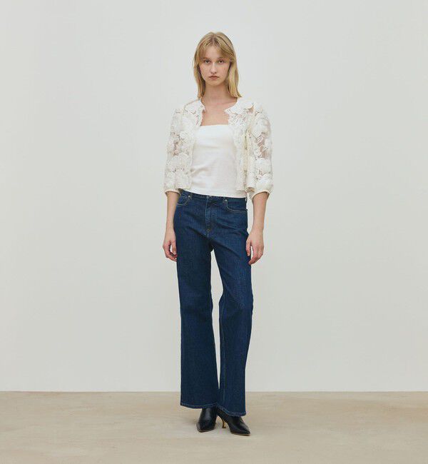 DES PRES「コンパクトストレッチデニム セミフレアパンツ」|デニム|