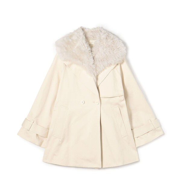 DES PRES「コットンサテン ムートンカラーコート」|トレンチコート|11 ホワイト