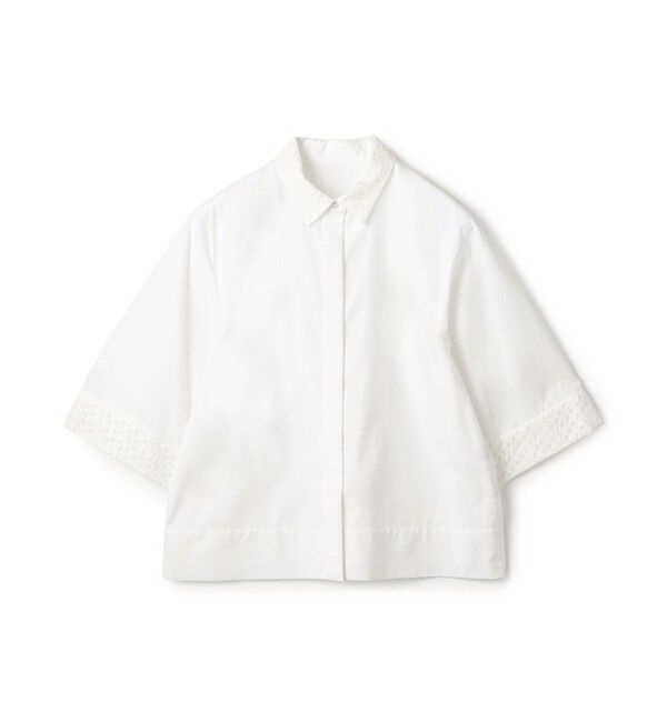 TOMORROWLAND collection「スクエアドットエンブロイダリー ハーフスリーブブラウス」|シャツ・ブラウス|11 ホワイト