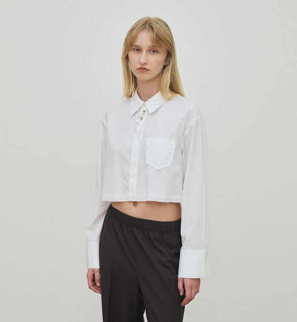 DES PRES「コンパクトプレーンコットン クロップドシャツ」|シャツ・ブラウス|