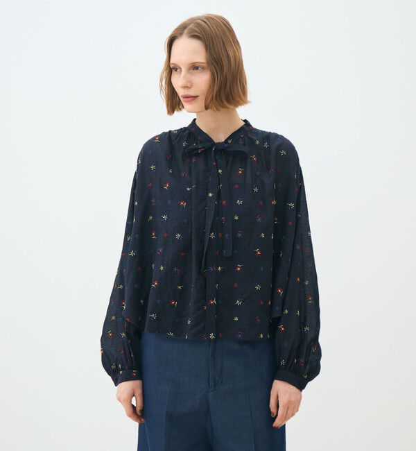TOMORROWLAND collection「フルーロンエンブロイダリー ボウタイブラウス」|シャツ・ブラウス|