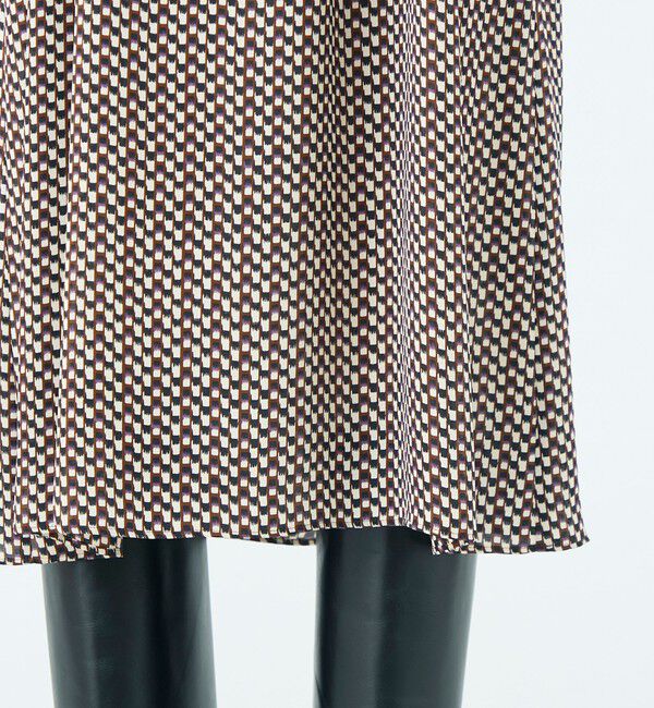 Ballsey「ラグスクエアプリント ウエストギャザーワンピース」|ワンピース|