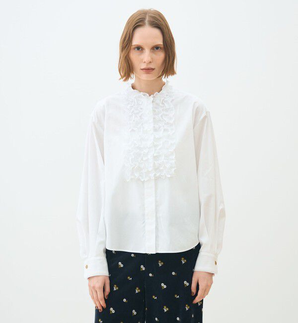 TOMORROWLAND collection「ホワイトコンビネーション ラッフルブラウス」|シャツ・ブラウス|