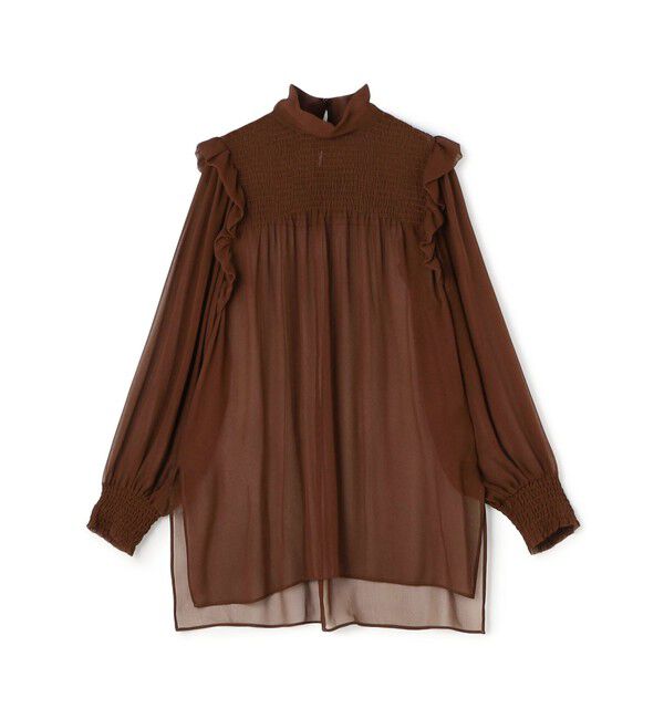 DES PRES「シルクシフォン チュニックブラウス」|シャツ・ブラウス|47 ブラウン
