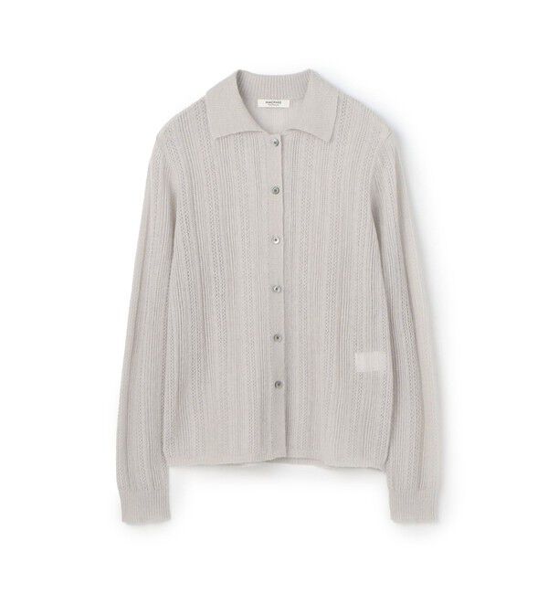 MACPHEE「レーシーアルパカブレンド ポロカーディガン」|カーディガン|13 ライトグレー