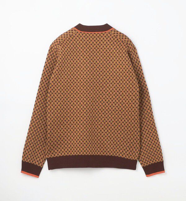 CABaN「コットンポリエステル チェックジャカード Vネックカーディガン」|ニット・セーター|