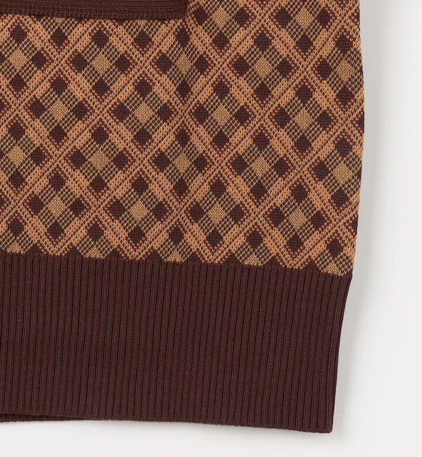 CABaN「コットンポリエステル チェックジャカード Vネックカーディガン」|ニット・セーター|