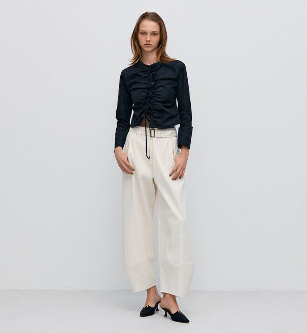 BACCA「ポリエステルタフタ ギャザードブラウス」|シャツ・ブラウス|