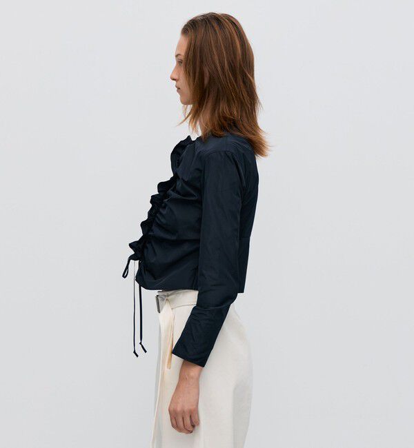 BACCA「ポリエステルタフタ ギャザードブラウス」|シャツ・ブラウス|