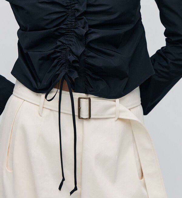 BACCA「ポリエステルタフタ ギャザードブラウス」|シャツ・ブラウス|