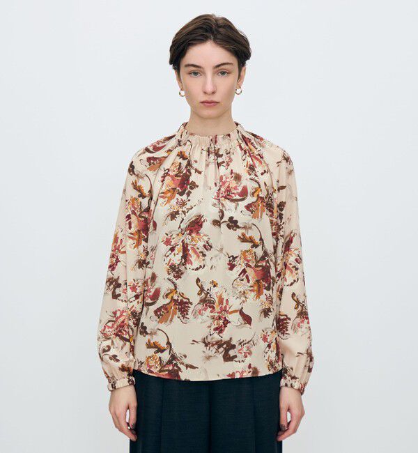 TOMORROWLAND collection「オータムガーデンプリント ネックギャザーブラウス」|シャツ・ブラウス|