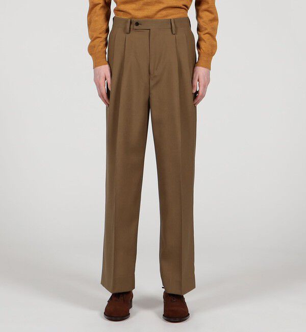 TOMORROWLAND MENS「SUPER120&rsquo;Sウール 2プリーツ ワイドストレート バレルパンツ」|スラックス|