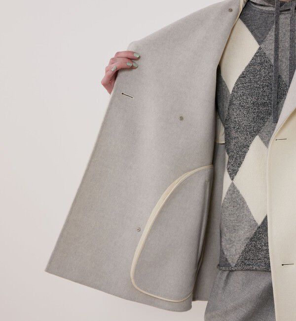 GALERIE VIE「ダブルフェイス カラーレストレンチコート」|ノーカラーコート|