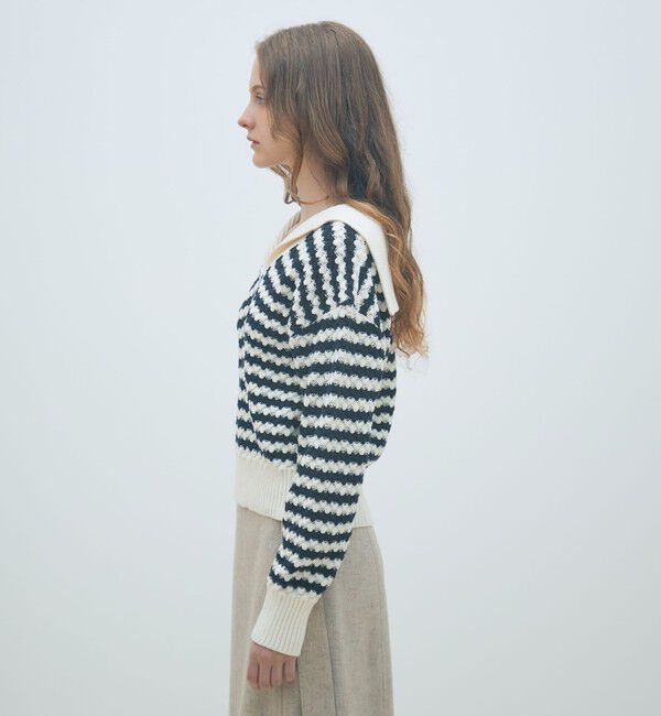 MACPHEE「ハイブリットケーブル セーラーカラープルオーバー」|ニット・セーター|