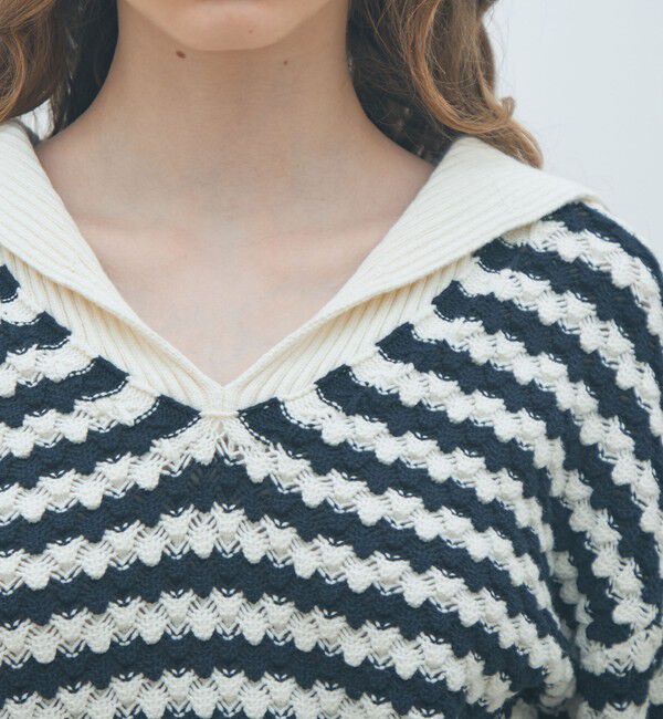 MACPHEE「ハイブリットケーブル セーラーカラープルオーバー」|ニット・セーター|