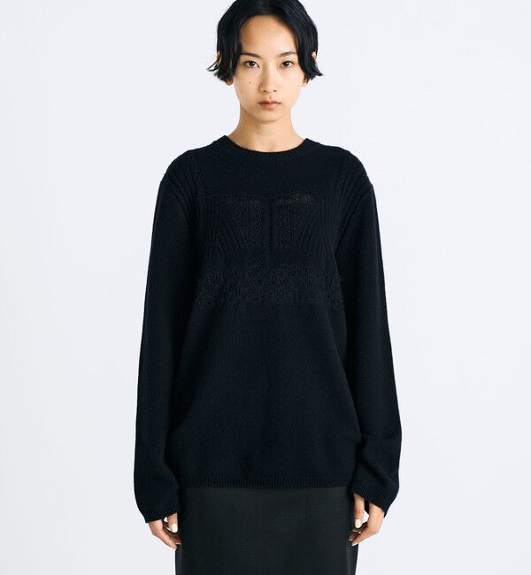 Edition「パッチワークレース クルーネックニット」|ニット・セーター|
