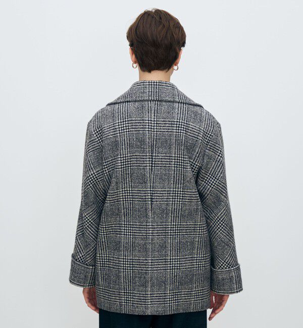 TOMORROWLAND collection「ウールカシミヤグレンチェック ダブルブレストコート」|ピーコート|