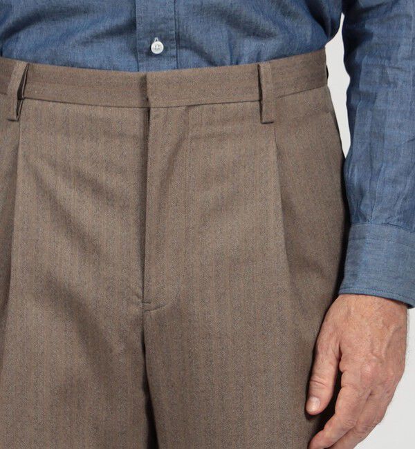 TOMORROWLAND MENS「ウールヘリンボーン 1プリーツスラックス」|スラックス|