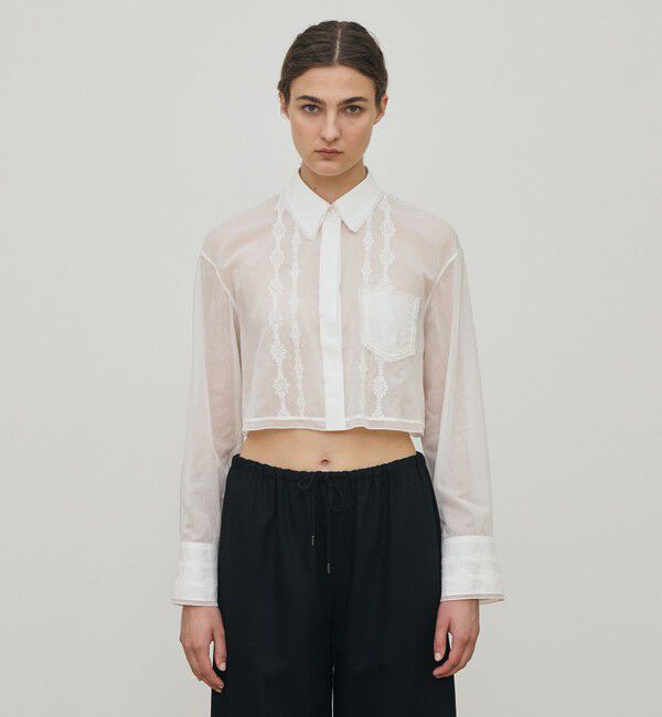 DES PRES「チェーンレースエンブロイダリー クロップドシャツ」|シャツ・ブラウス|