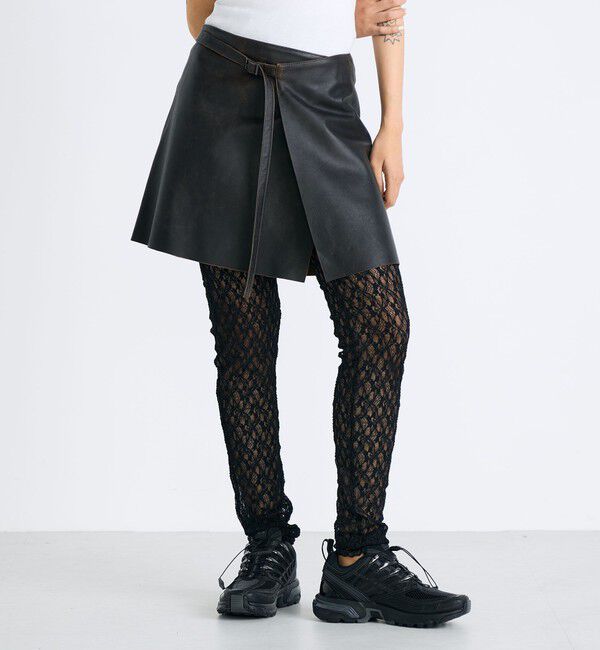 Edition「クラッシュレザー ラップミニスカート」|スカート|