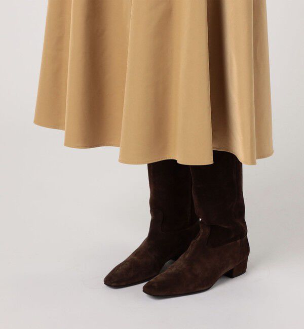 MACPHEE「ダブルサテン タックギャザーフレアスカート」|フレア|