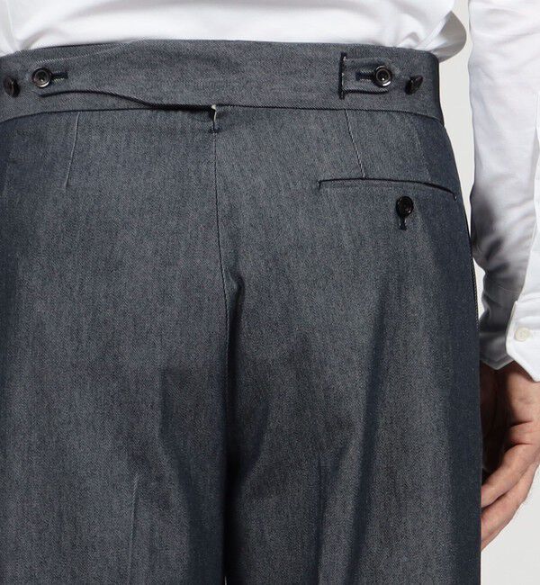 TOMORROWLAND MENS「コットンカシミヤ バックベルト ペグトップスラックス SONDRIO」|スラックス|