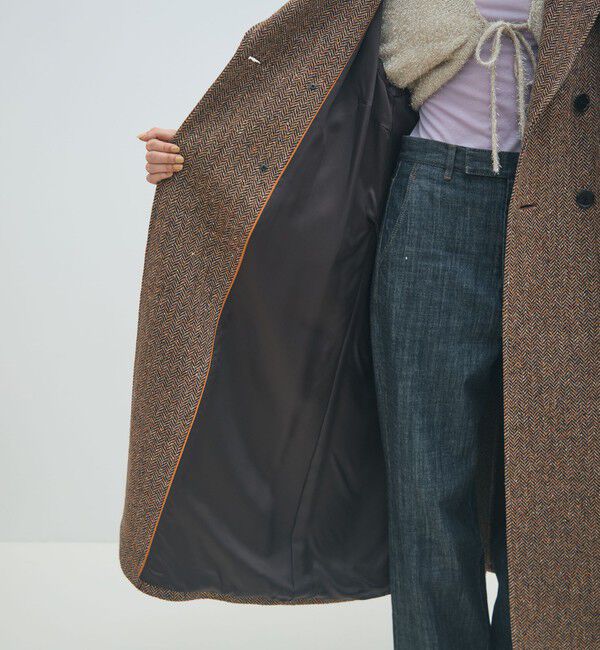 MACPHEE「カラーネップヘリンボーン ダブルブレストロングコート」|チェスターコート|