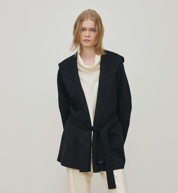 DES PRES「ダブルフェイスチェックジャガード フーディーミディコート」|その他|